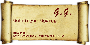 Gehringer György névjegykártya
